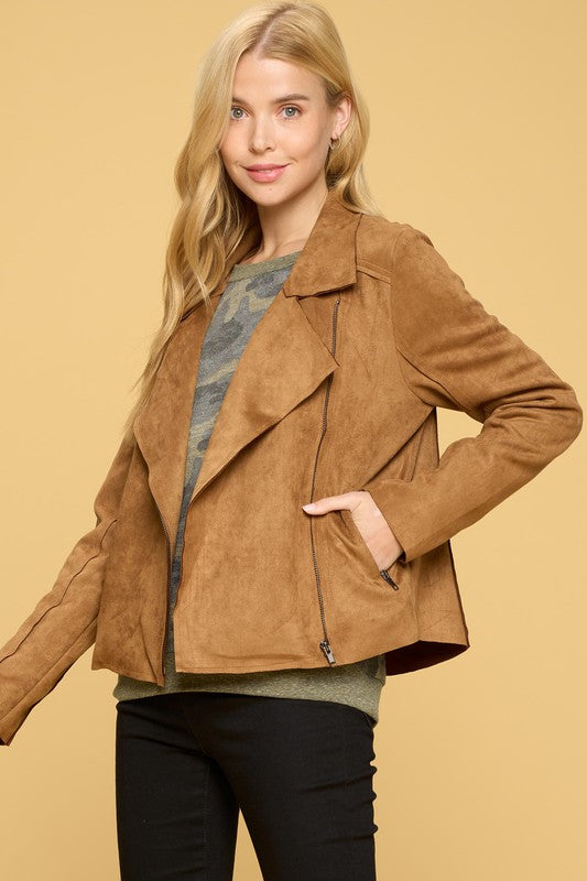 Ryder - Camel - Suede Moto Jacket