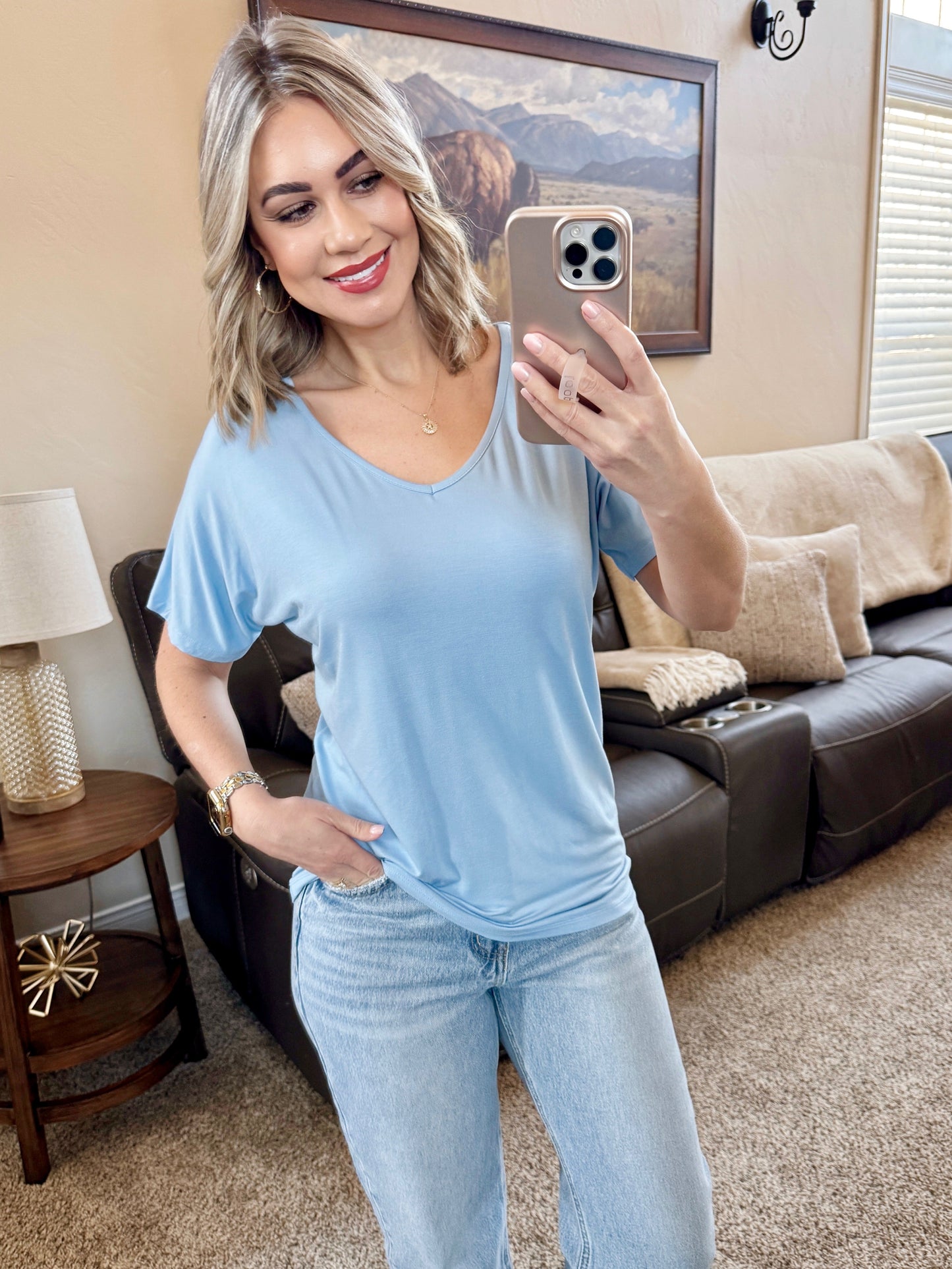IN STOCK Chloe Cozy Tee - Sky Blue