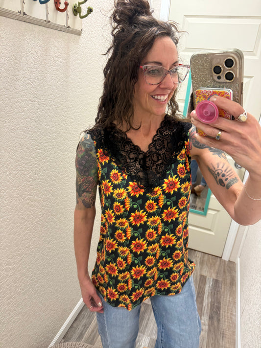 Sunflower Lace Tank
