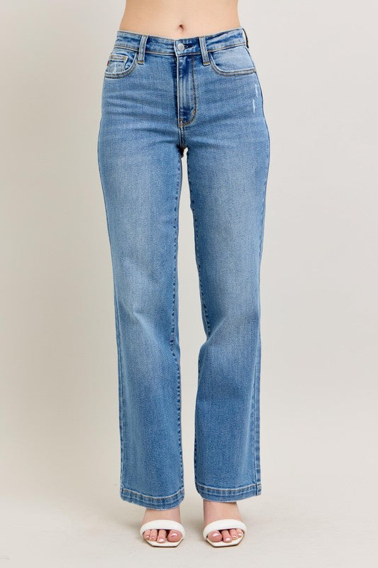 Sophia Medium Wash High Waist Straight Fit Judy Blue Jeans