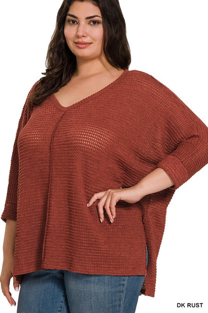 June- 3/4 Sleeve Jaquard Sweater DK Rust