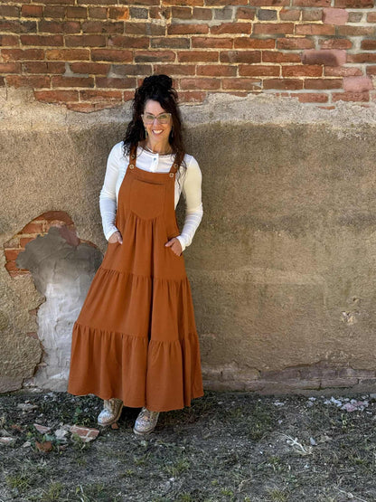 Kierra - Tiered Button Sling Midi Dress