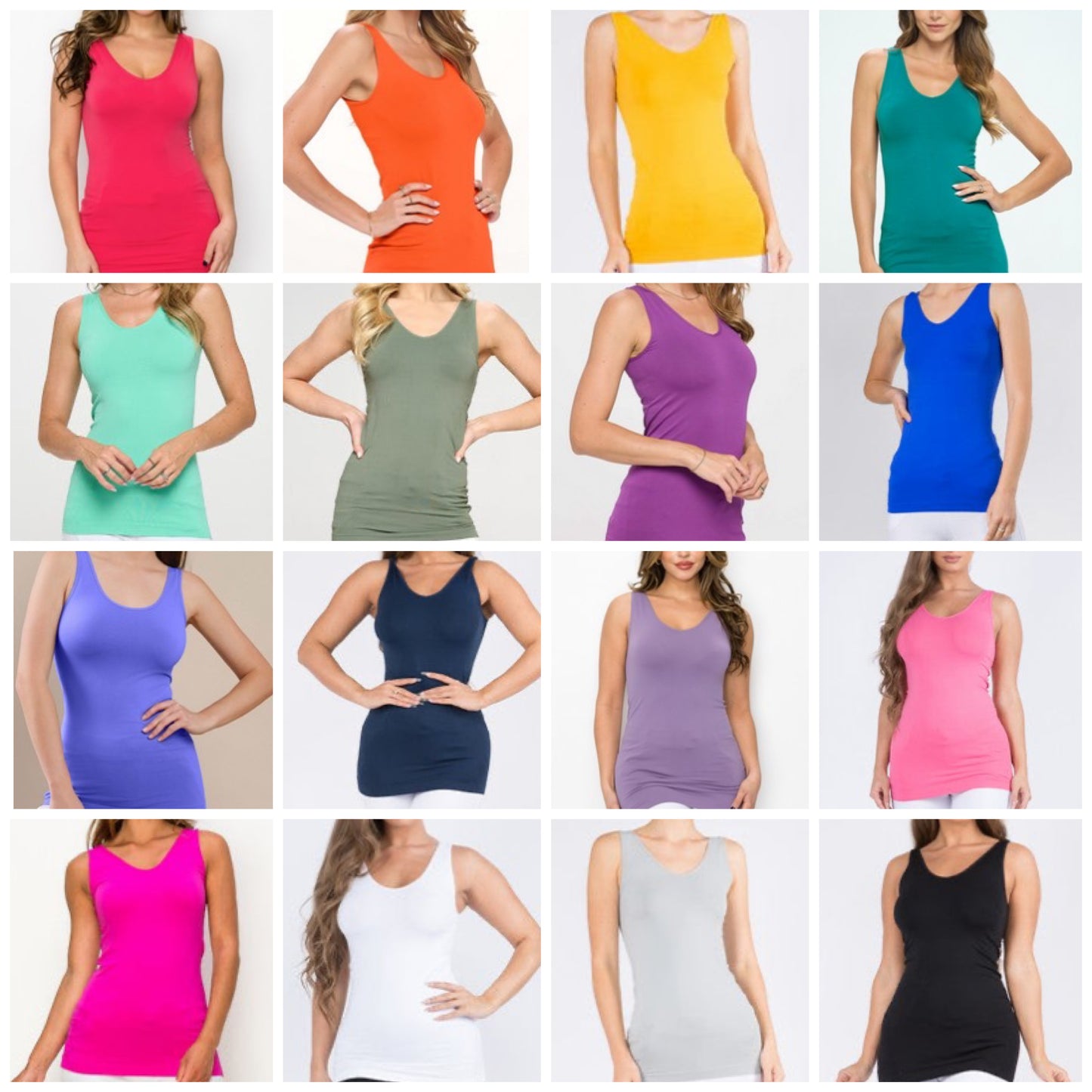 Reversible V or U neck Second Skin Tank - One Size