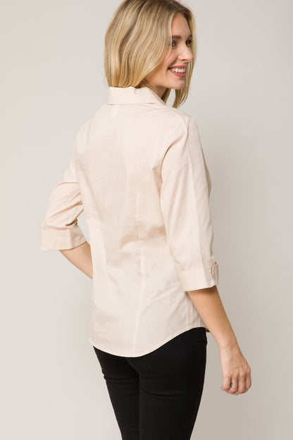 Rhonda - 3/4 Sleeve Button Down Shirt