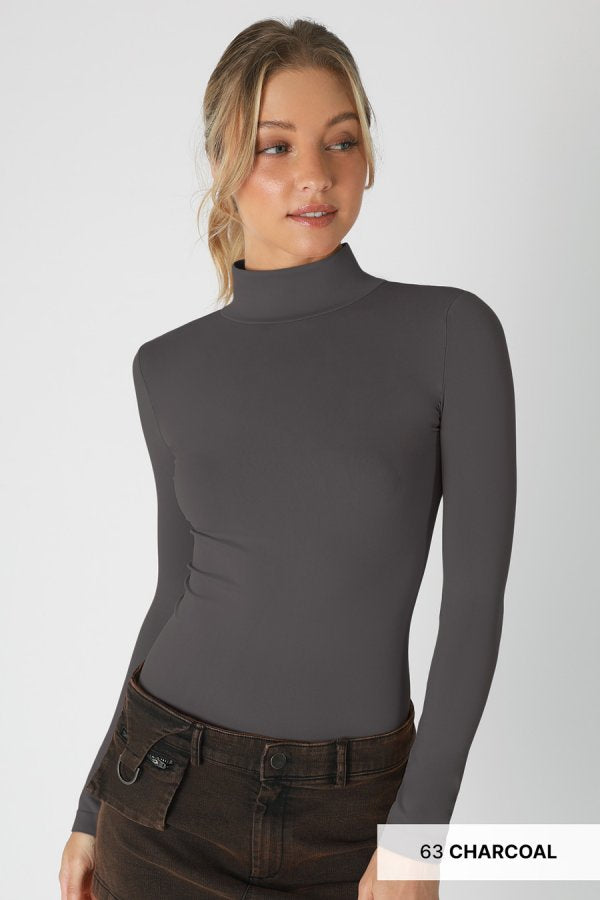 Trust Me Mock Neck Long Sleeve Top - One Size