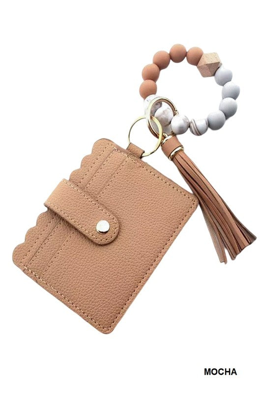 BEADED BRACELET KEYCHAIN CARD HOLDER WALLET
