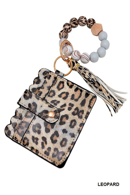 BEADED BRACELET KEYCHAIN CARD HOLDER WALLET