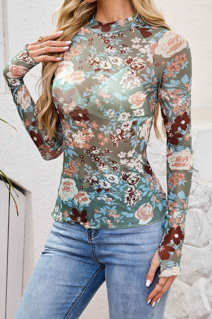 Charming Mesh Top With Thumbholes