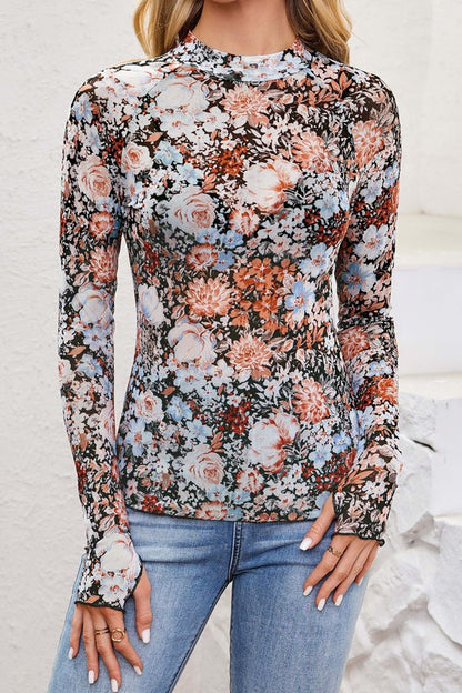 Charming Mesh Top With Thumbholes