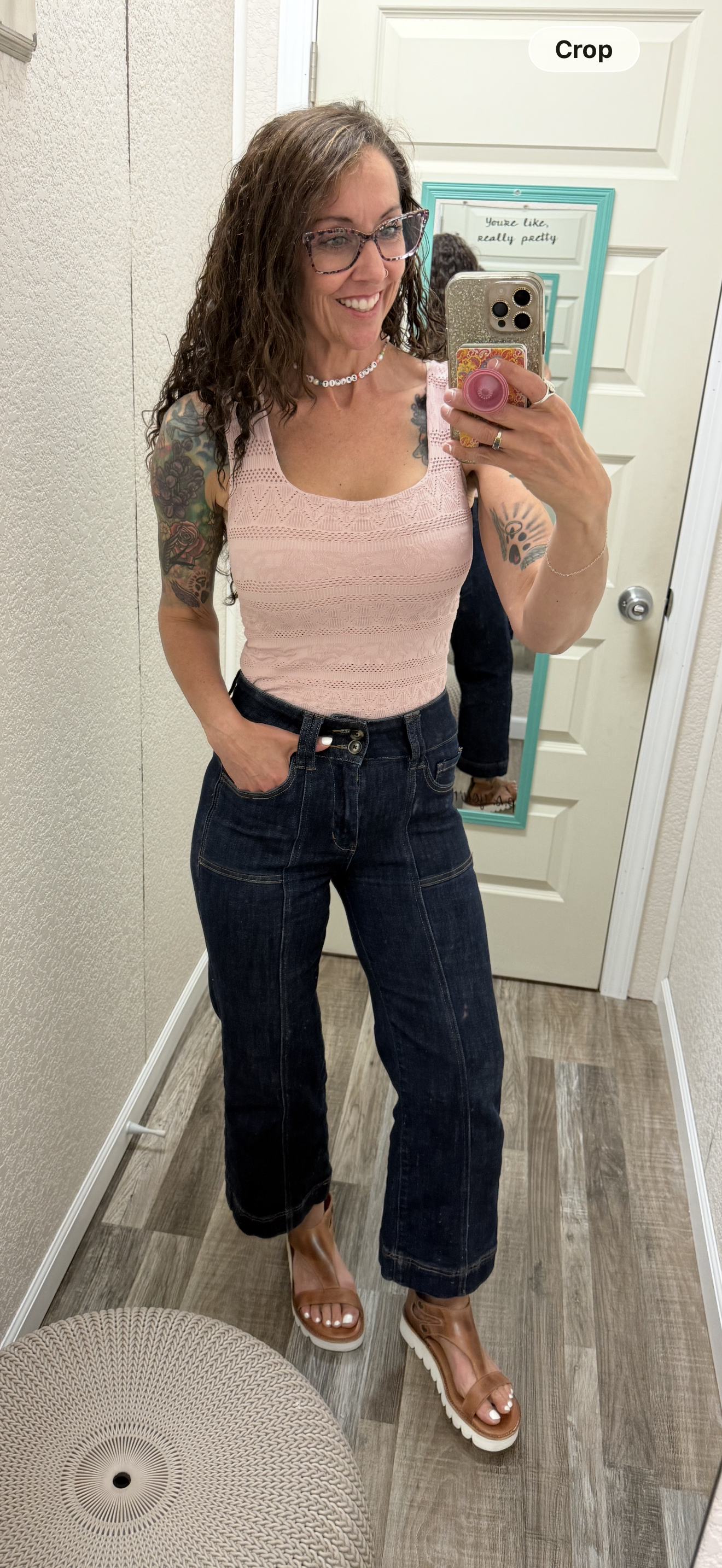 Michelle Cropped Wide Leg Mica Denim Pants