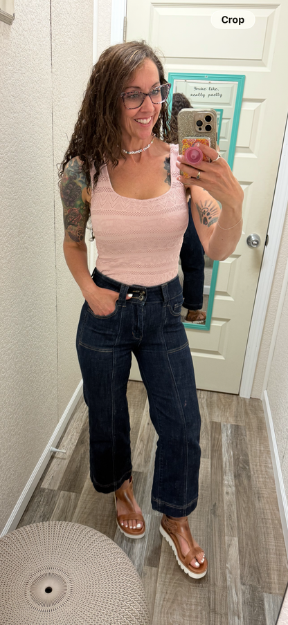 Michelle Cropped Wide Leg Mica Denim Pants