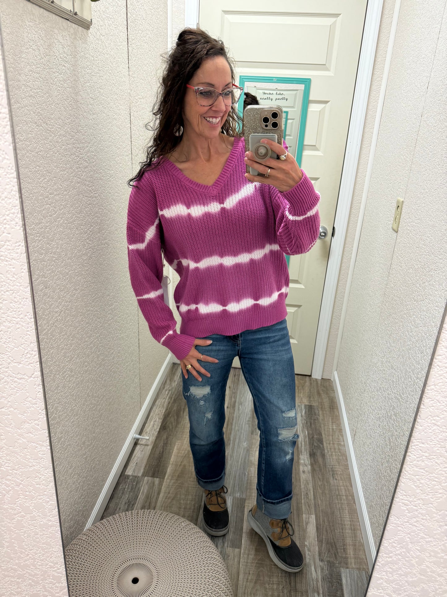 Ta-Da Tie-Dye Striped Sweater