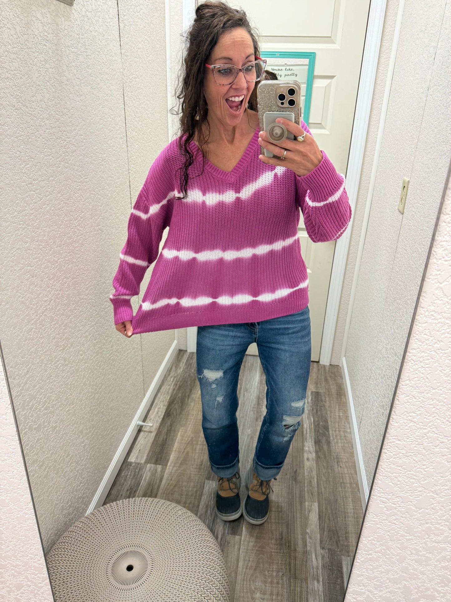 Ta-Da Tie-Dye Striped Sweater