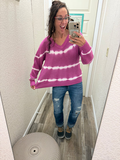Ta-Da Tie-Dye Striped Sweater