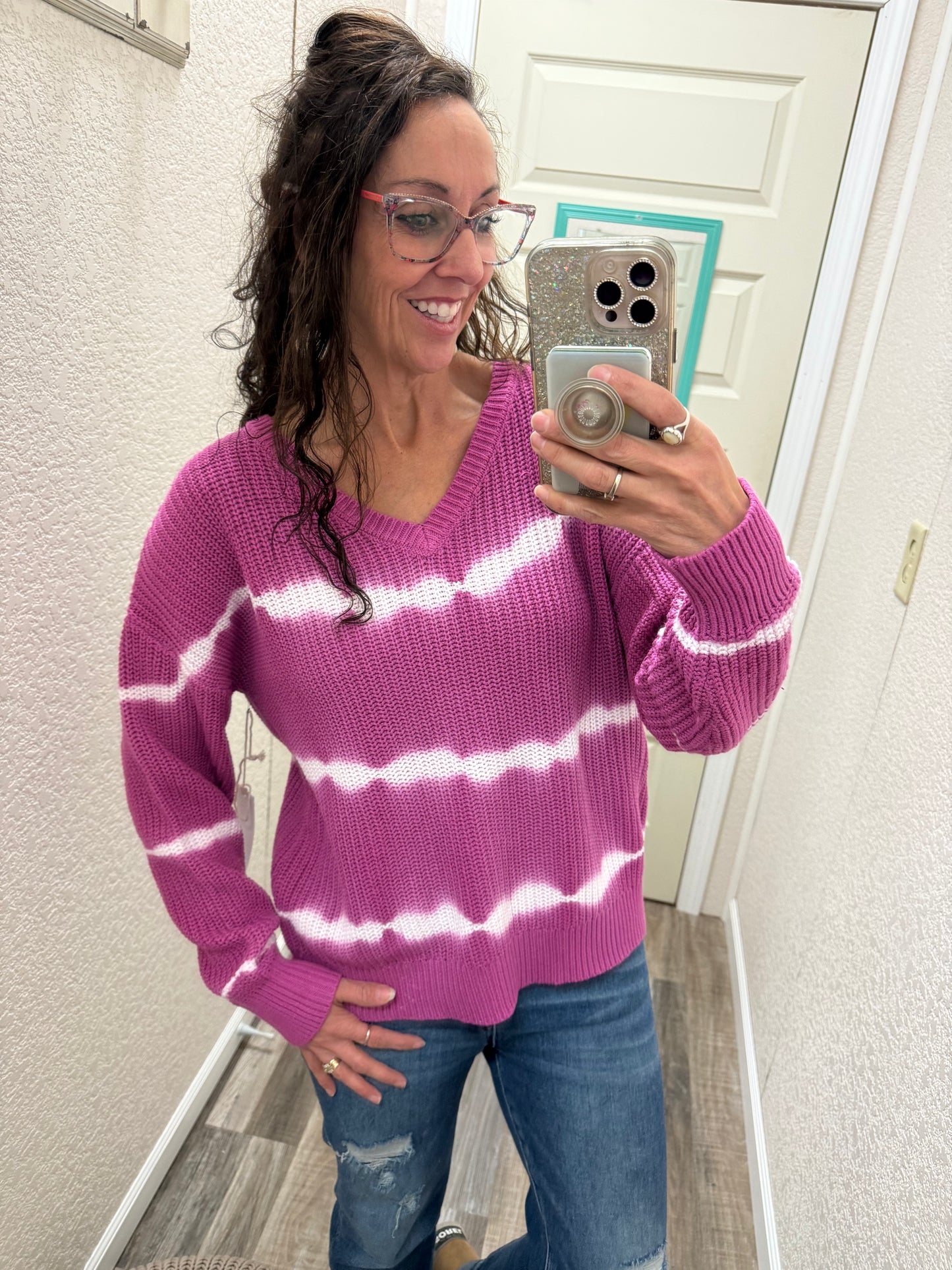 Ta-Da Tie-Dye Striped Sweater