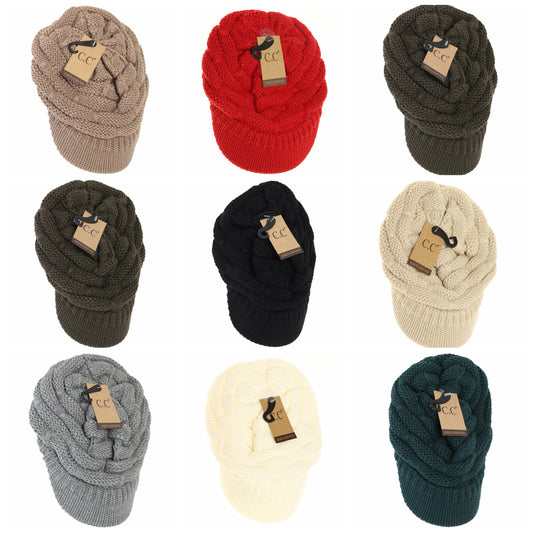 Ribbed Knit Hat with Brim