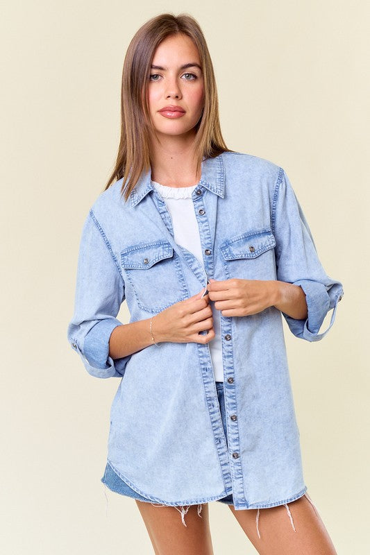 Mel chambray button down shirt