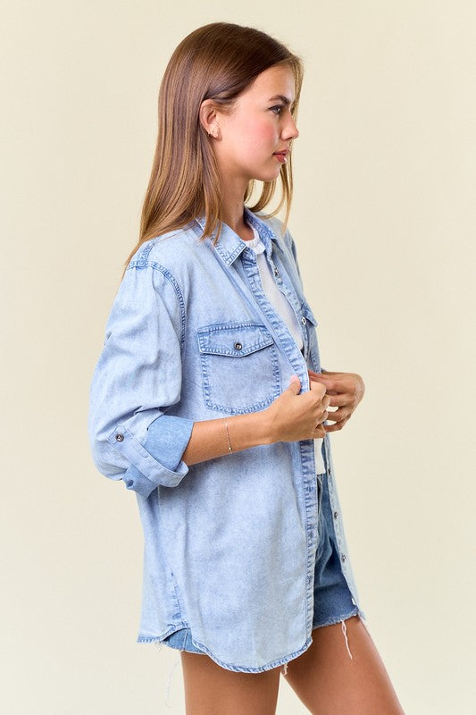 Mel chambray button down shirt