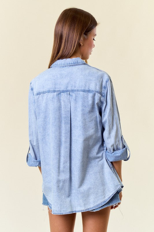 Mel chambray button down shirt