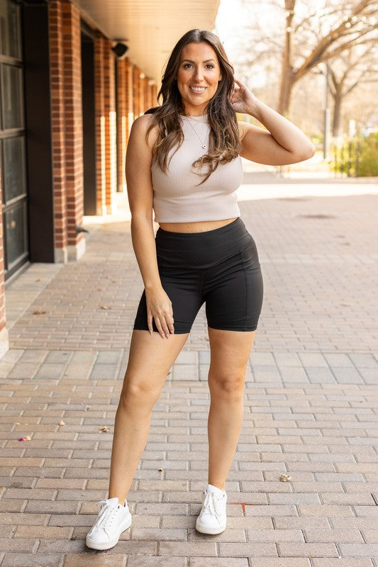 The Callie - Tummy Control Biker Shorts 5" with pockets