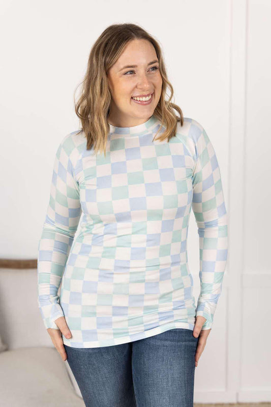 Blair Longsleeve Top Blue Mint Checkered