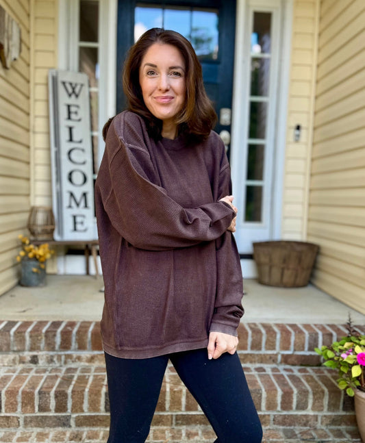 Chocolate Luxe Corded Crew PreOrder - ETA 10/7/25
