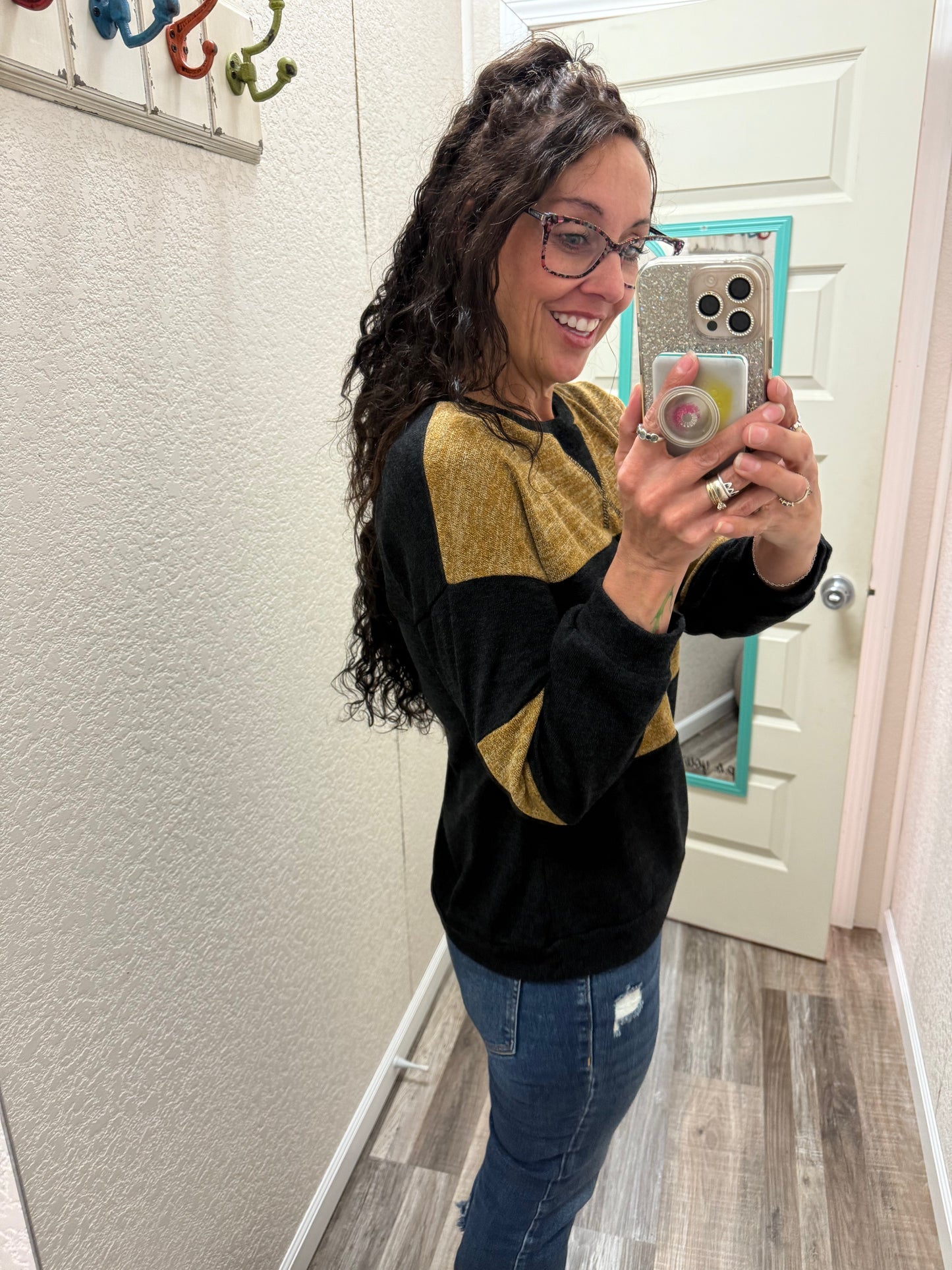 Two-Tone Contrast Casual Top