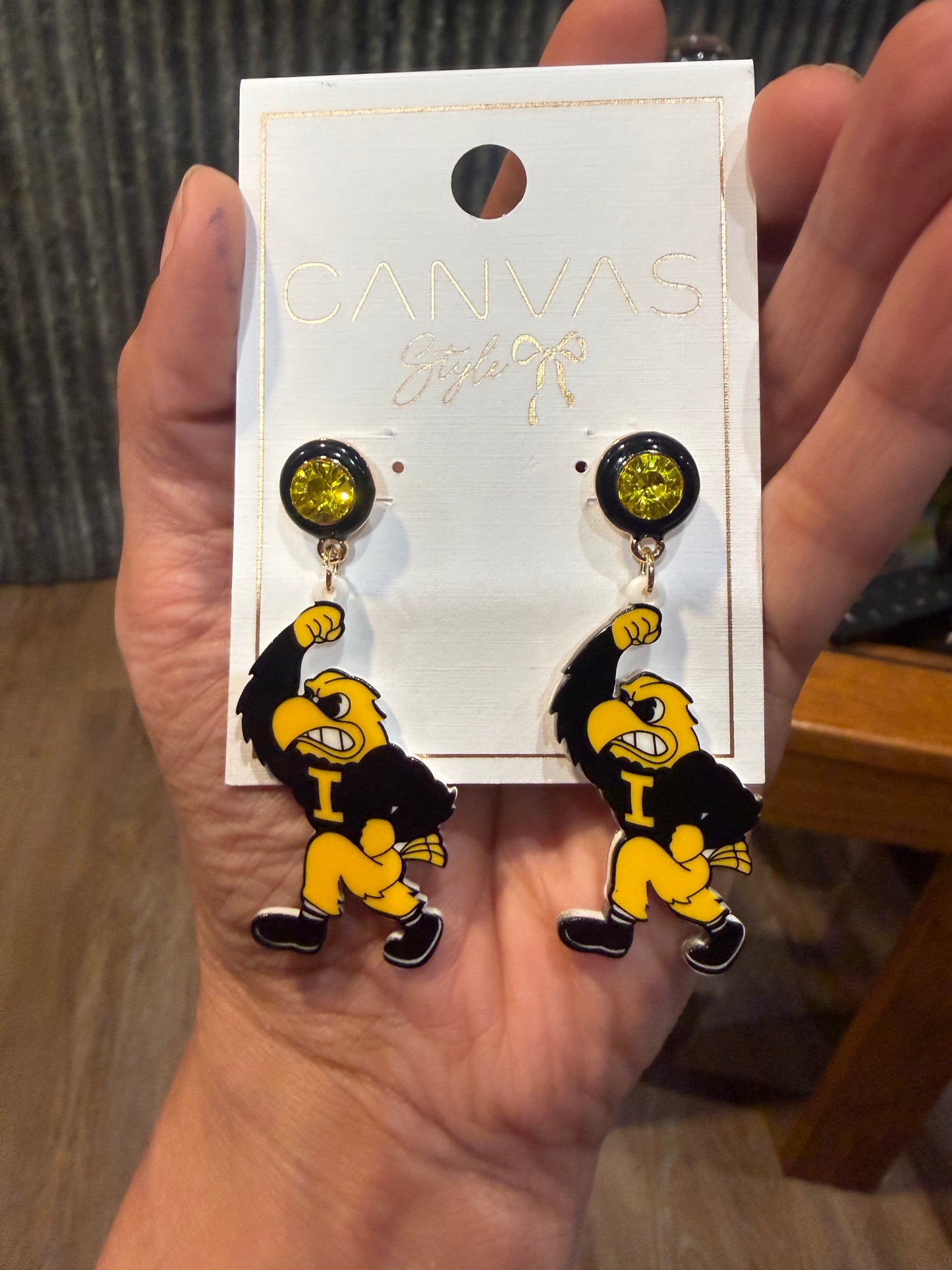 Iowa Hawkeyes Resin Mascot Earrings