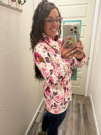 Autumn Blossom Soft Funnel Neck Pullover By Michelle Mae