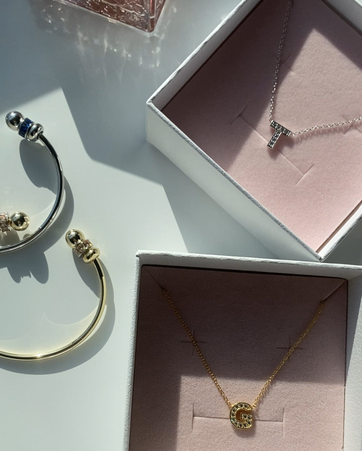 Custom Impression Initial Necklace - Water Resistant & Pave Crystal