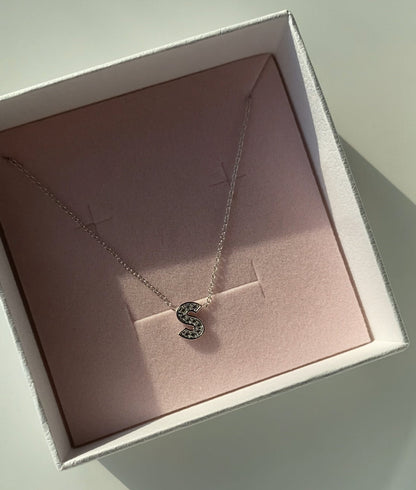 Custom Impression Initial Necklace - Water Resistant & Pave Crystal