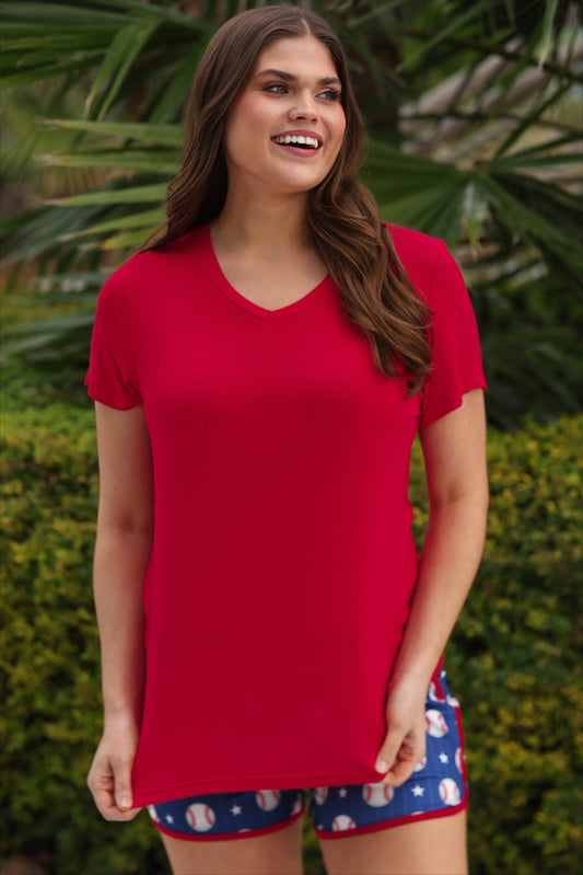 PREORDER- Jess Lea Basic Tee- Red