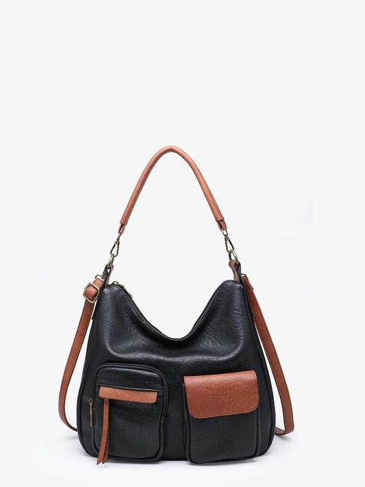 Journee Two-Tone Multi-Compartment Hobo