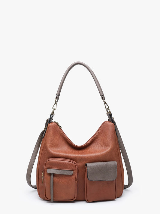 Journee Two-Tone Multi-Compartment Hobo
