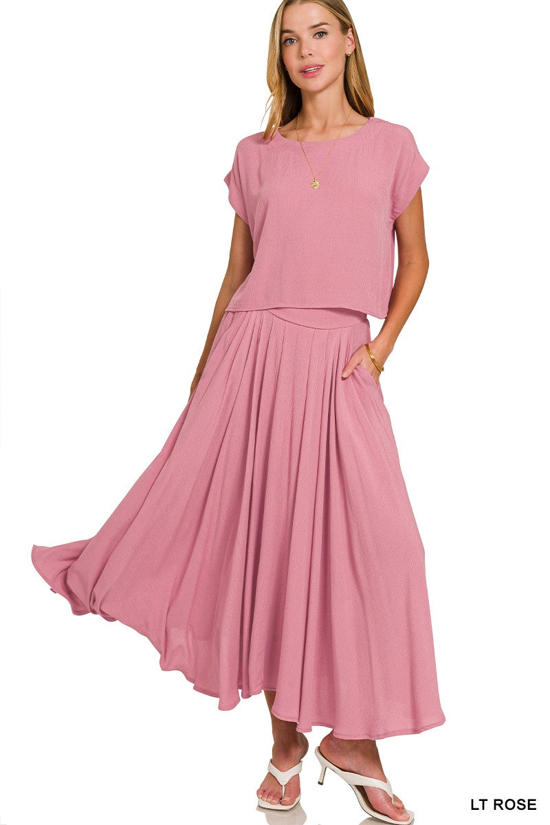 Summer Time Roses Top/Skirt Set