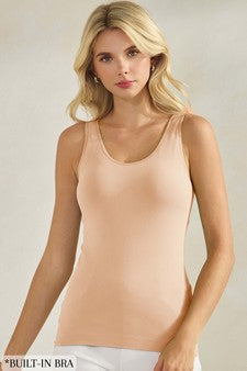 Plus Size Built in Bra - Reversible V or U neck Second Skin Tank