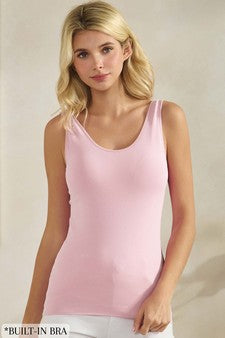 Plus Size Built in Bra - Reversible V or U neck Second Skin Tank