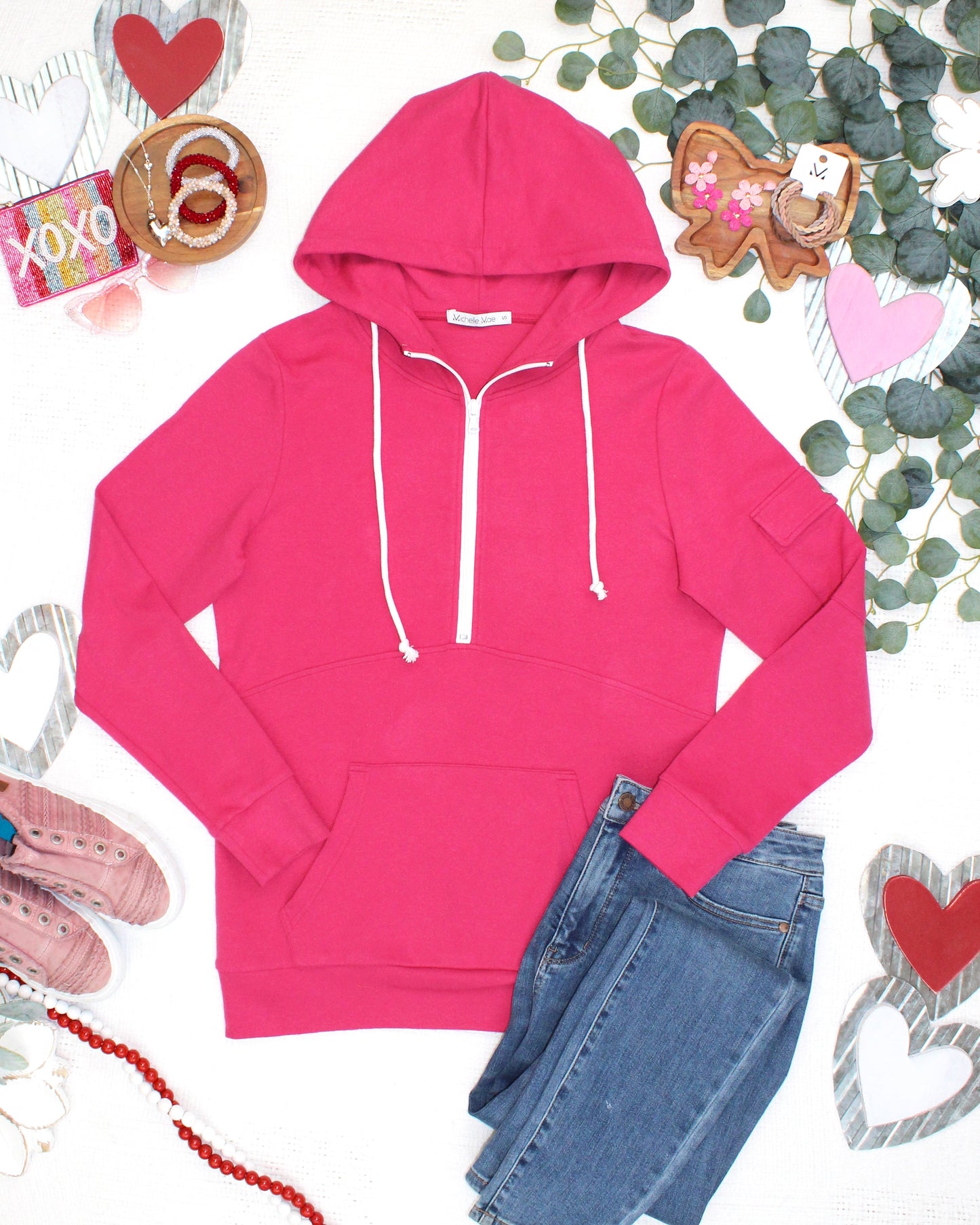 Pixie Pocket Halfzip Hoodie - Magenta