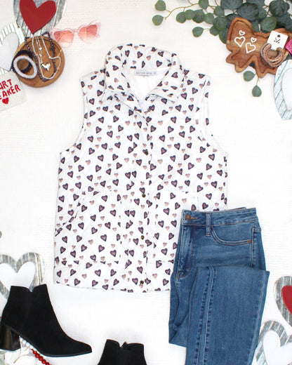 PREBOOK Remy Zip Up Vest - Monochrome Hearts