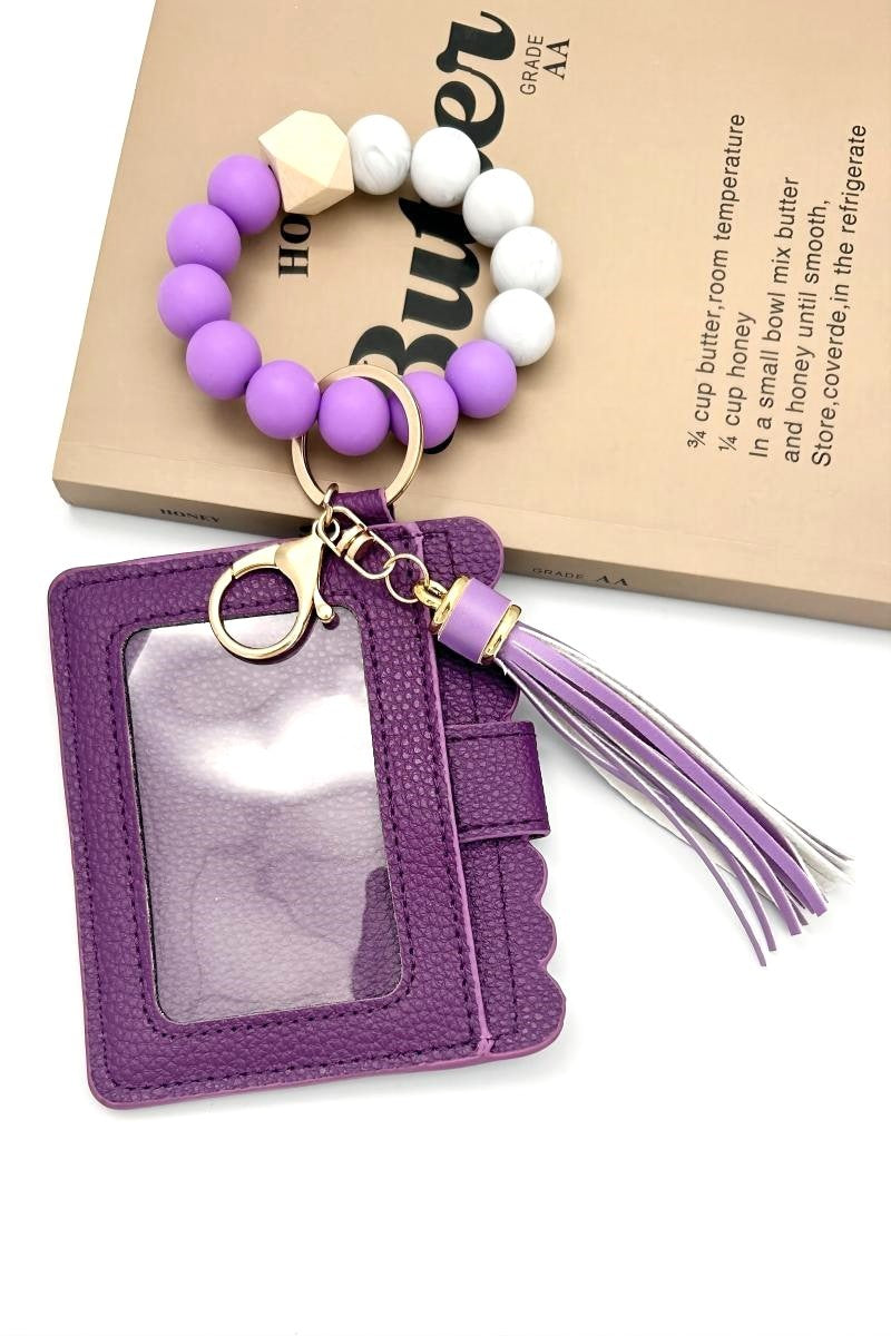 BEADED BRACELET KEYCHAIN CARD HOLDER WALLET