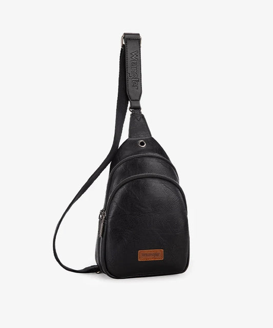 Wrangler Dual Zippered Sling Bag Black