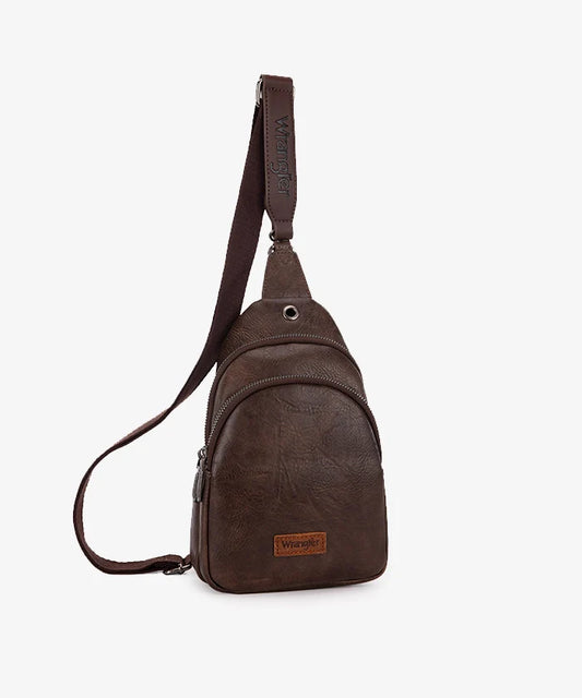 Wrangler Dual Zippered Sling Bag Coffee