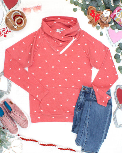 Classic Zoey ZipCowl Sweatshirt - Sweetheart Red