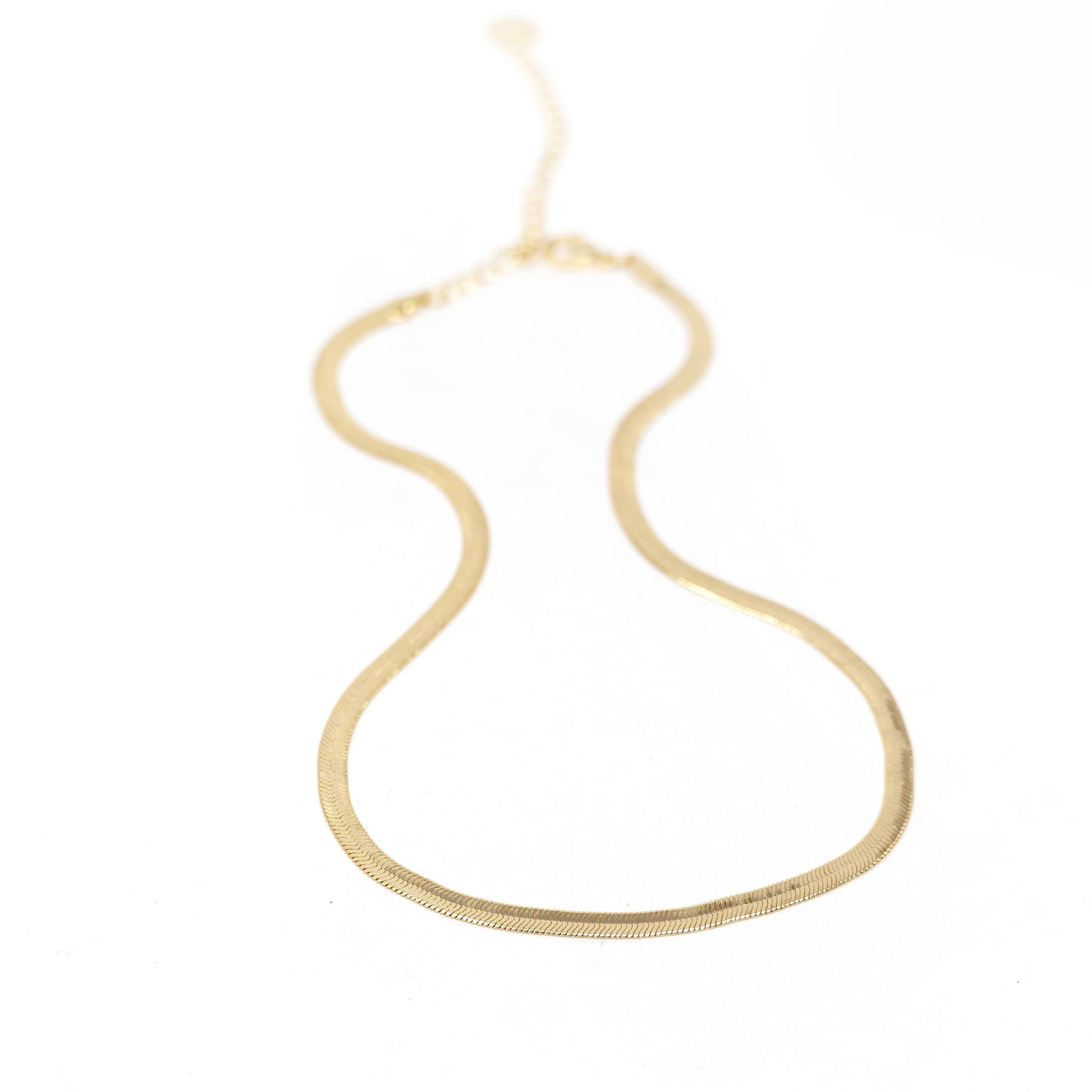 Skinny Herringbone Chain: Gold