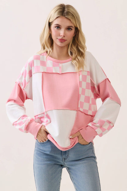 CheckMate Print Patchwork pullover top