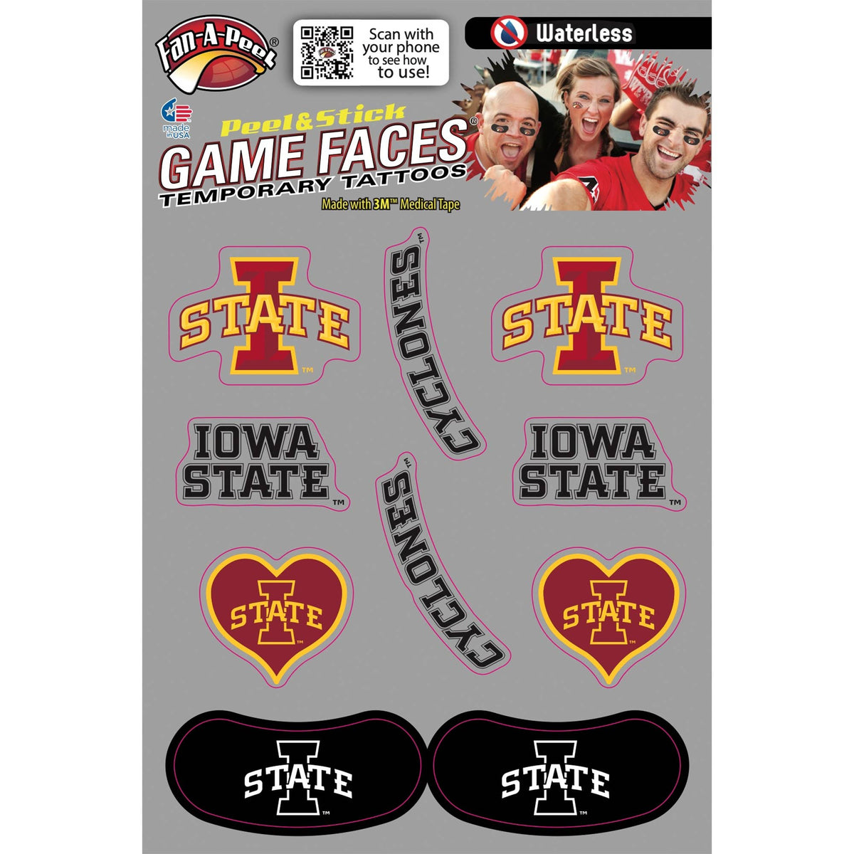 Iowa State Temporary Tattoos Game Faces®