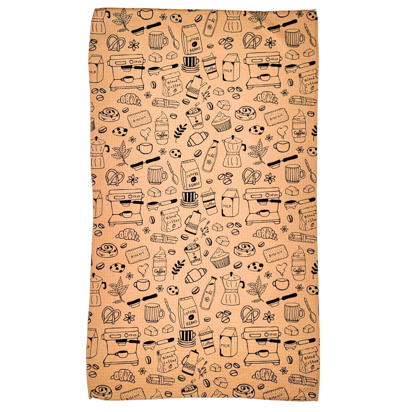 Coffee Barista Doodles Kitchen Waffle Towels - Mother's Day