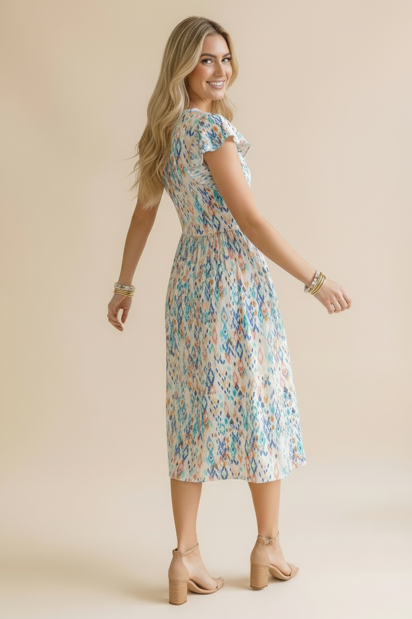 Lucia Ruffle Sleeve Dress