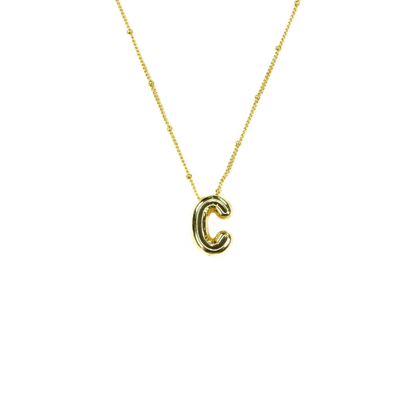 Initial Balloon Bubble Gold Necklace