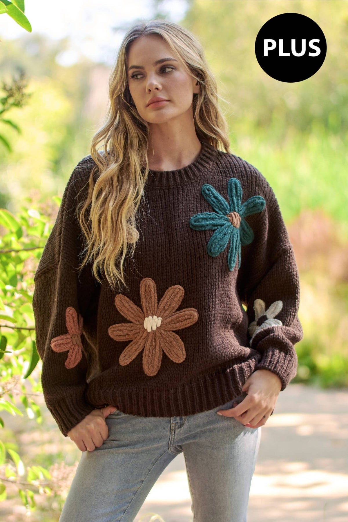 FLORAL POP KNIT SWEATER TOP